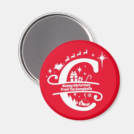 Letter C Monogram, Initial Family Name Greeting Magnet (Vorderseite/Rückseite)