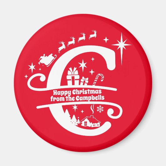 Letter C Monogram, Initial Family Name Greeting Magnet (Vorne)