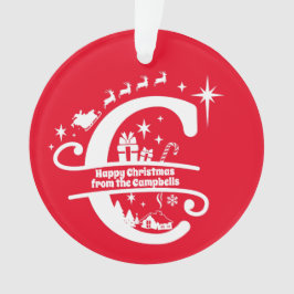 Letter C Monogram, Initial Family Name Greeting Ornament