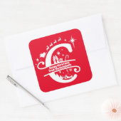 Letter C Monogram, Initial Family Name Greeting Quadratischer Aufkleber (Umschlag)