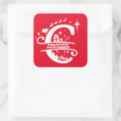Letter C Monogram, Initial Family Name Greeting Quadratischer Aufkleber (Tasche)