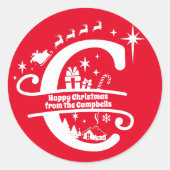 Letter C Monogram, Initial Family Name Greeting Runder Aufkleber (Vorderseite)