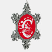 Letter C Monogram, Initial Family Name Greeting Schneeflocken Zinn-Ornament (Links)