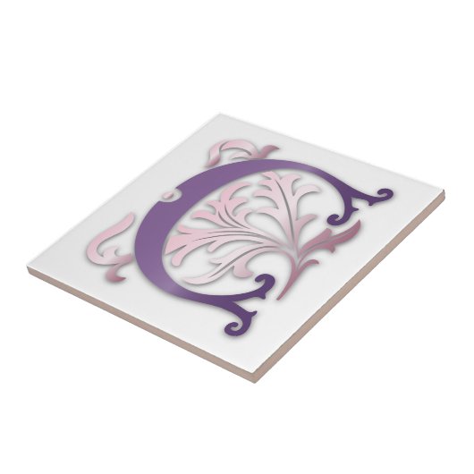 Letter C Monogram-Lilie Fliese (Seite)