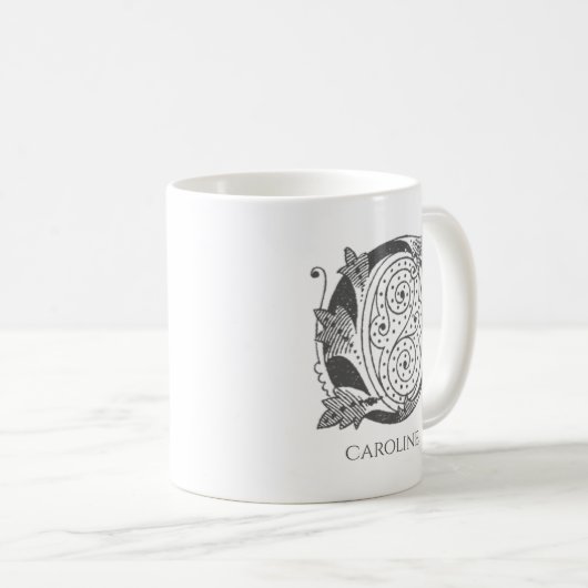 Letter C Monogram Modern Name Kaffeetasse (VorderseiteRechts)