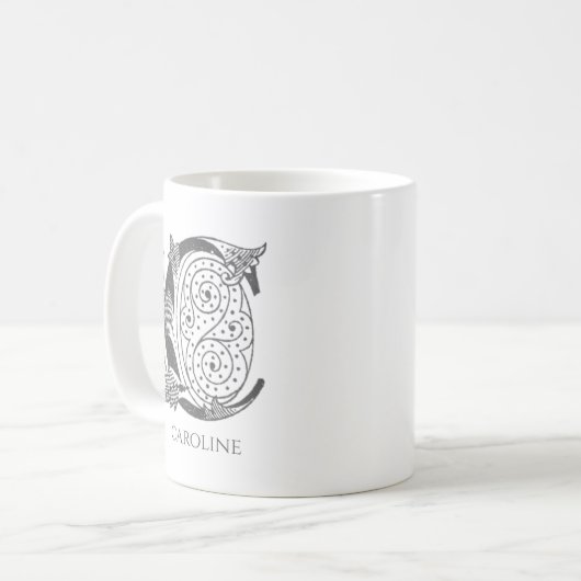 Letter C Monogram Modern Name Kaffeetasse (Vorderseite Links)