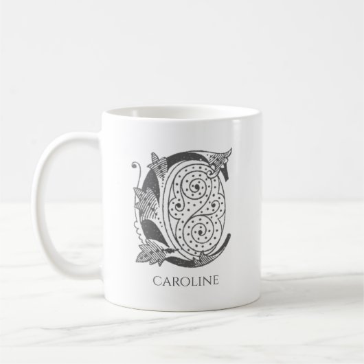 Letter C Monogram Modern Name Kaffeetasse (Links)