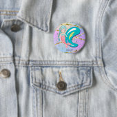 Letter C Monogram Watercolor Niedlich Mermaid Kind Button (Beispiel)