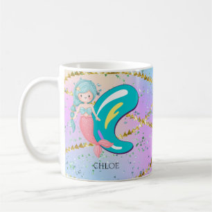 Letter C Monogram Watercolor Niedlich Mermaid Kind Kaffeetasse