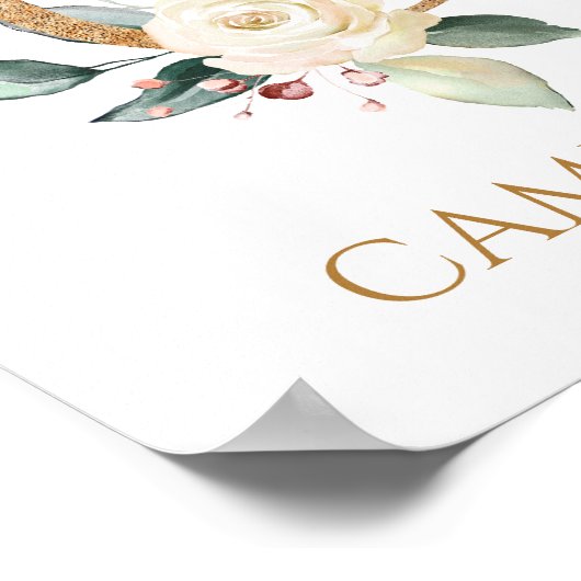 Letter C Monogram white creme Rose Kinderzimmer Po Poster (Ecke)