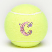 Letter-C-Monogramm-Girls personalisierte Doodart Tennisbälle (Rückseite)