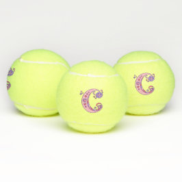 Letter-C-Monogramm-Girls personalisierte Doodart Tennisbälle