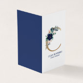 Letter C Navy-Blue & Pink Marina Blubb Blume Bus Visitenkarten (Vorderseite)