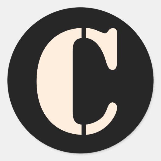 Letter C Stencil Alphabet von Janz Antique Black Runder Aufkleber (Vorderseite)