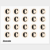 Letter C Stencil Alphabet von Janz Antique White Runder Aufkleber (Blatt)