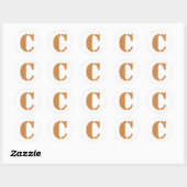 Letter C Stencil Alphabet von Janz Peru Gold White Runder Aufkleber (Blatt)