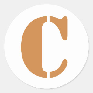 Letter C Stencil Alphabet von Janz Peru Gold White Runder Aufkleber