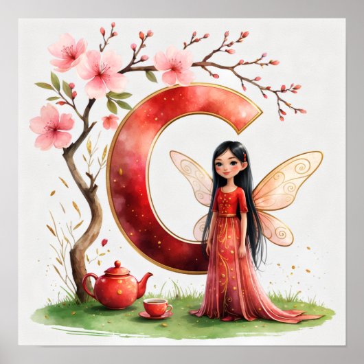 Letter C Tea Ceremony Fairy Poster Asian Alphabet (Vorne)