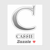 Letter C Two-Tone Silver Gray und Name Aufkleber (Blatt)