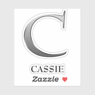 Letter C Two-Tone Silver Gray und Name Aufkleber