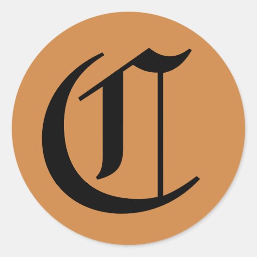 Letter C Wedding Alphabet von Janz Peru Gold Runder Aufkleber (Vorderseite)