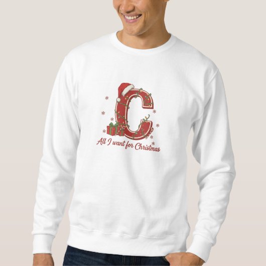 Letter C Weihnachtsmonogramm-Design Sweatshirt (Vorderseite)