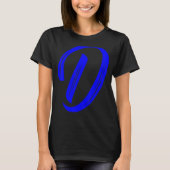 Letter D Alphabet Large Blue Graphic Initial T-Shirt (Vorderseite)