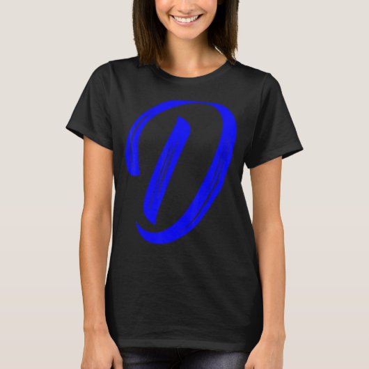 Letter D Alphabet Large Blue Graphic Initial T-Shirt (Vorderseite)