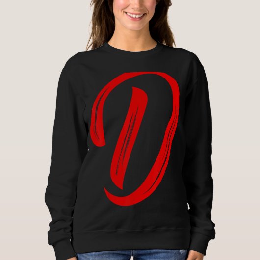 Letter D Alphabet Large Red Graphic Initial Sweatshirt (Vorderseite)