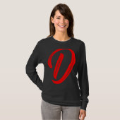 Letter D Alphabet Large Red Graphic Initial T-Shirt (Vorne ganz)