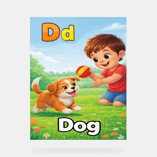 Letter D Alphabet Poster – D is for Dog (Vorderseite)