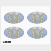 Letter D Angel Monogram Ovaler Aufkleber (Blatt)