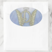 Letter D Angel Monogram Ovaler Aufkleber (Tasche)