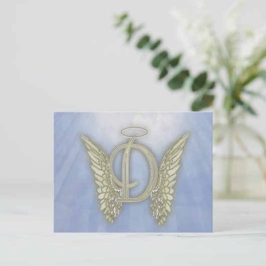 Letter D Angel Monogram Postkarte (Stehend Vorderseite)