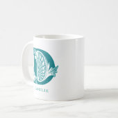 Letter D Aquamarin Monogram Modern Name Kaffeetasse (Vorderseite Links)