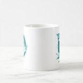 Letter D Aquamarin Monogram Modern Name Kaffeetasse (Mittel)