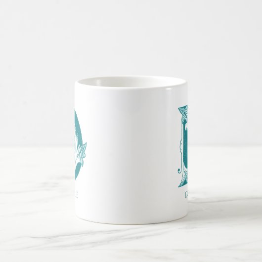 Letter D Aquamarin Monogram Modern Name Kaffeetasse (Mittel)