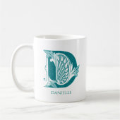 Letter D Aquamarin Monogram Modern Name Kaffeetasse (Links)