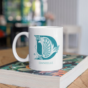Letter D Aquamarin Monogram Modern Name Kaffeetasse