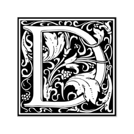 Letter D art nouveau black and white Tile Permastempel