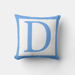 Letter D Baby Blue Border Kissen