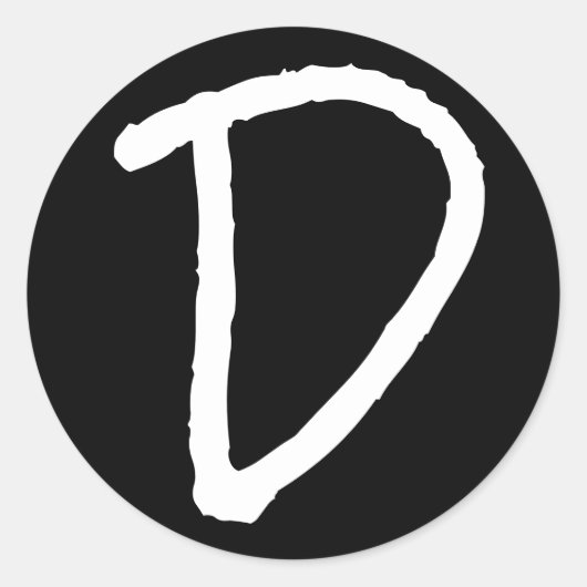 Letter D Black Rock Salt Alphabet von Janz Runder Aufkleber (Vorderseite)