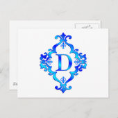 Letter D Blue Postkarte (Vorne/Hinten)
