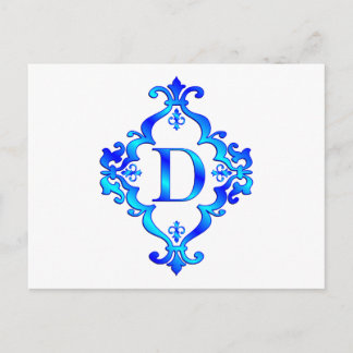 Letter D Blue Postkarte