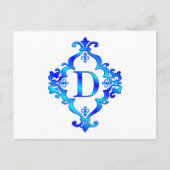 Letter D Blue Postkarte (Vorderseite)
