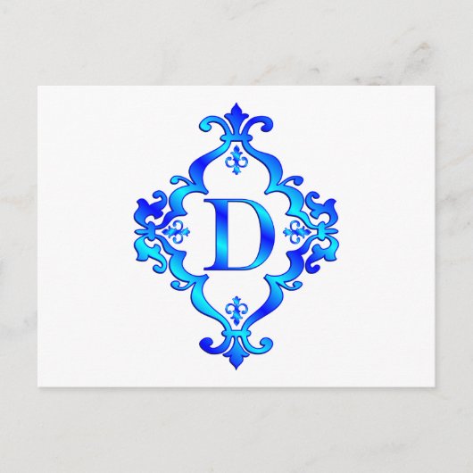 Letter D Blue Postkarte (Vorderseite)