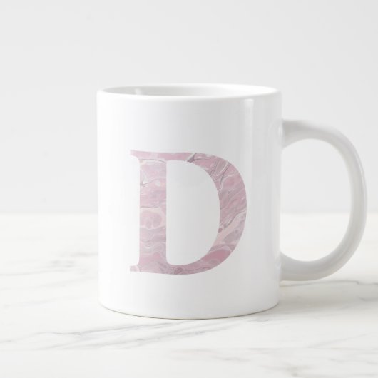 Letter D Blush Pink Boho Marmormonogramm Jumbo-Tasse (Rechts)