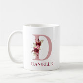 Letter D Burgundy Blush Floral Kaffeetasse (Links)