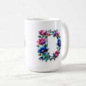Letter D Coffee Tasse - Blumendesign für Geschenke (VorderseiteRechts)