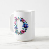 Letter D Coffee Tasse - Blumendesign für Geschenke (Vorderseite Links)